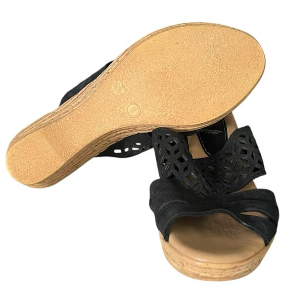 Spring Step Sandals Women Size 8 Italy 3" Cork Wedge Open Toe Leather - Picture 4 of 6